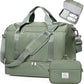 Travel Duffel Bag for Women, Carry-on Overnight Weekender Bags with Wet Pocket & Toiletry Bag, For Spirit Airlines 18x14x8 Personal Item Bag,Small,Olive Green