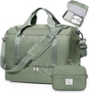 Travel Duffel Bag for Women, Carry-on Overnight Weekender Bags with Wet Pocket & Toiletry Bag, For Spirit Airlines 18x14x8 Personal Item Bag,Small,Olive Green