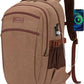 Tzowla Vintage Canvas Laptop Backpack for Men and Women,College Travel Work Rucksack with USB/Type-C Charging Port,Lightweight Bookbag Hiking Casual Daypack Backpacks Fit 15.6 Inch Notebook(Brown)