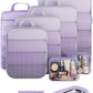Veken 9/11 Set Compression Packing Cubes for Travel Essentials,Compressible Expandable Large Luggage Suitcase Organizer Bags for Clothing,Durable Space Saver Storage Bags(Light Purple)
