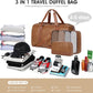 Wogarl 3PCS Leather Weekender Bag for Women Men Large Overnight Bag Travel Duffel Bag with Shoe Compartment Toiletry Packing Cube Carry On Bag Fit 21"" Laptop(Light Brown), YT042