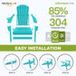 Folding Adirondack Chair - Extended Ergonomic Backrest, Cup Holder - Easy Assembly - Durable HDPE Plastic, Weather Resistant & Maintenance-Free - Lawn, Patio, Deck Supports 380lbs Aruba