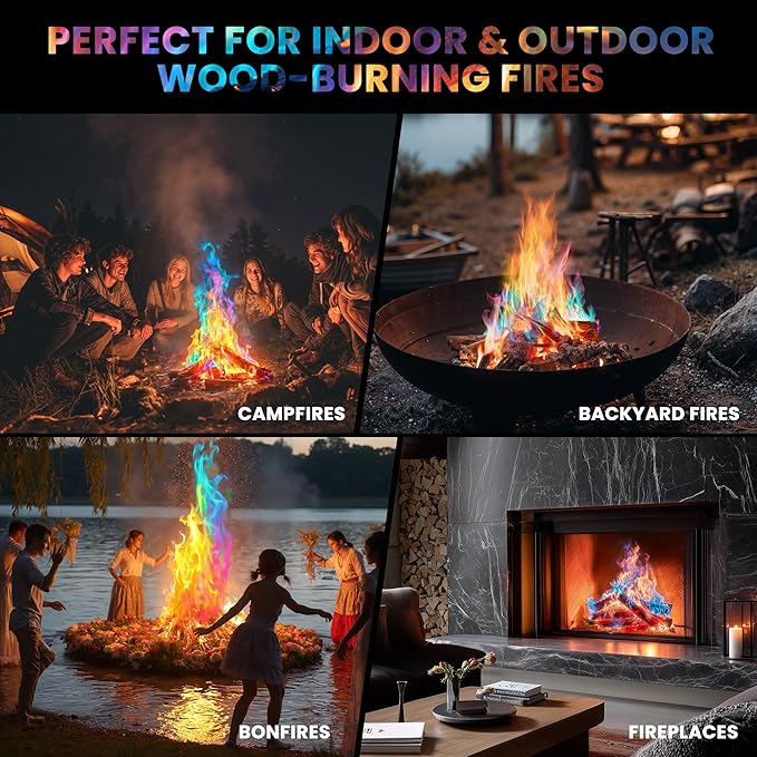 Magical Flames Fire Color Changing Packets Fire Pit, Fire Color Packets for Camping Essentials, Campfire, Bonfire & Fireplaces, Campfire Accessories
