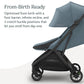UPPAbaby Minu V3 Travel Stroller | Lightweight + Compact Design | One-Hand Fold + Unfold | from Birth + Overhead Compatible | Dillan (Stone Blue/Carbon Frame/Sand Leather)