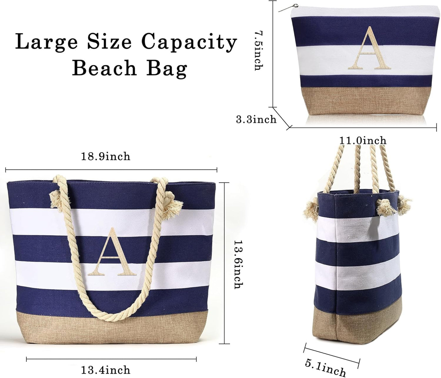 YOOLIFE Beach Bags for Women - Travel Canvas Beach Tote, Pool Waterproof Bag, Travel Essentials, Gifts for Women Birthday