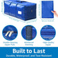 6 Pack Heavy Duty Moving Bags with Padded Wrap Around Handles-Strengthened Zipper Extra Large Storage Totes for Dorm College Clothes Blue