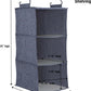 Household Essentials Hanging Cotton Blend Closet Organizer with 3 Storage Shelves, Denim