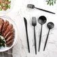 Matte Black Silverware Set for 4, IBIILII JEFF 20 Pieces Stainless Steel Flatware Set，Kitchen Utensil Set, Tableware Cutlery Set, Knife Spoons And Forks Set, Satin Finished Polished & Dishwasher Safe