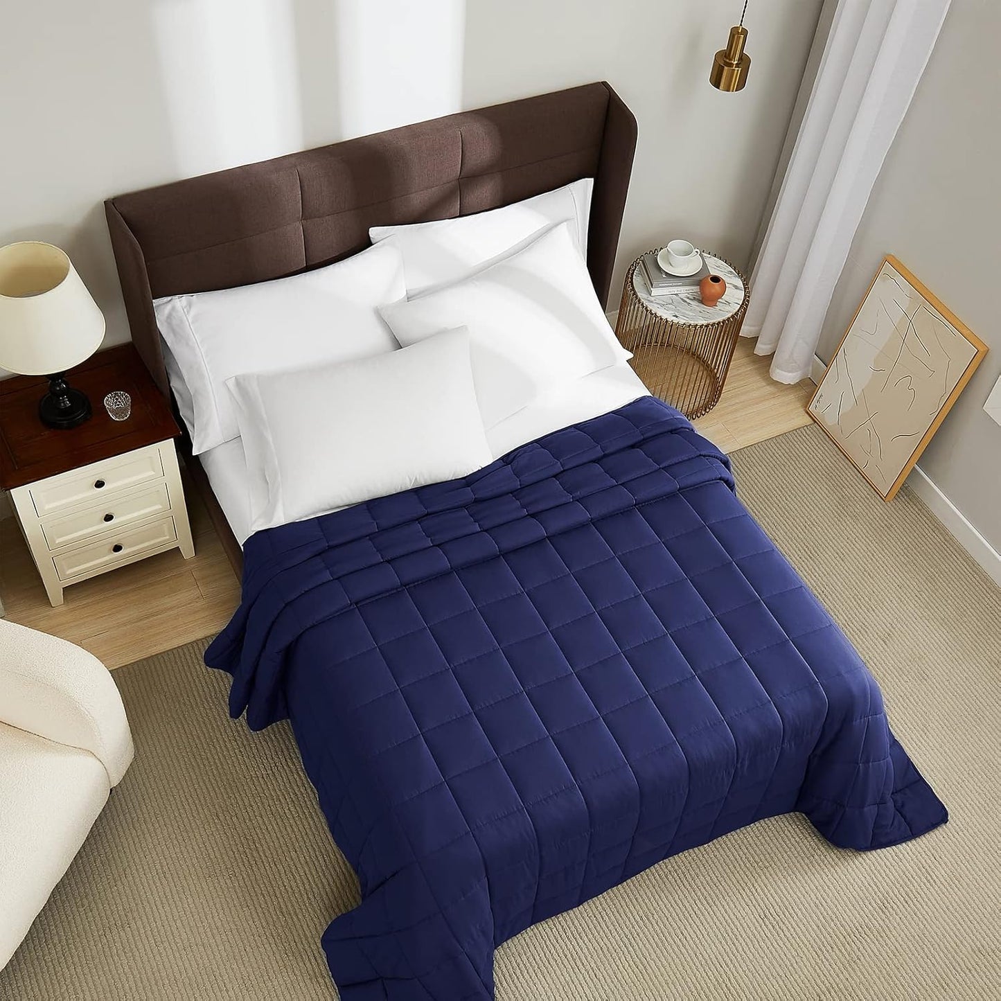 L'AGRATY Weighted Blanket - 88"x104" 30lbs Cooling Breathable Heavy Blanket Microfiber Material with Glass Beads for Adult All-Season Summer Fall Winter Soft Thick Comfort