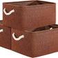TheWarmHome Decorative Basket Rectangular Fabric Storage Bin Organizer Basket with Handles for Clothes Storage (Brown,Large-3Pack,15.7L*11.8W*8.3H)