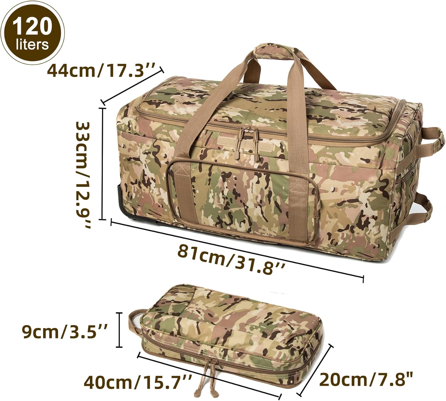 Mountain Land 120L Tactical Duffle Bag Rolling Duffle Bag with Wheels And Handle - Roamly