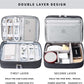 Lanola Travel Cable Organizer Bag, Electronic Accessories Case Portable Double Layer Cable Storage Bag for Cord,phone,Charger, Flash Drive, Phone, SD Card,Personal Items - (Black)