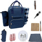 Truvelli Picnic Backpack for 2 with Blanket – 12-in-1 Insulated Picnic Basket Backpack Set with‬ Wine Holder, Cutlery & Cheese Board – Luxury Picnic Back Pack for Couples, Outdoor‬ Adventures, Blue