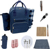 Truvelli Picnic Backpack for 2 with Blanket – 12-in-1 Insulated Picnic Basket Backpack Set with‬ Wine Holder, Cutlery & Cheese Board – Luxury Picnic Back Pack for Couples, Outdoor‬ Adventures, Blue