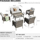 HOOOWOOO Patio Furniture Set,6 Pieces Outdoor Conversation Set,All Weather Wicker Loveseat Sofa Set with High Back Chairs Table,Light Gray