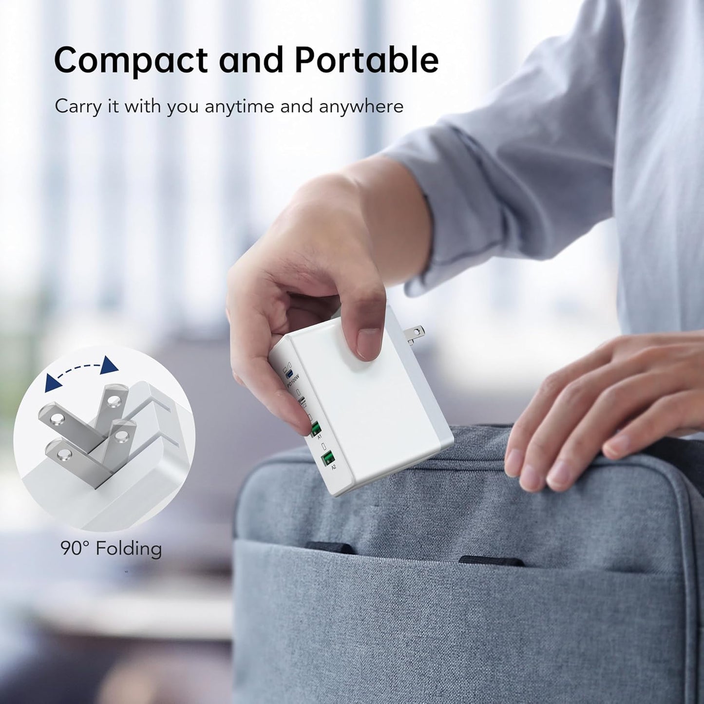 140W Mac Book Pro Charger,4 Port Flat Charging Station for Apple Type c Fast Wall Charger,USB C Port MacBook Pro &MacBook Air Adapter Plug Block for iPhone 16/15/14/13Pro Max, iPad, AirPods 4,Samsung - Roamly