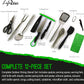 12 Pcs Camp Cooking Utensil Set & Outdoor Kitchen Gear Cookware Kit, Portable Compact Carry Case for Camping, Hiking, Travel, BBQ Grilling Stainless Steel Accessories Spoon & Fork, Navy