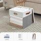 Fabric Storage Cubes with Clear Windows and Lids, 13'' Foldable Storage Bins with 3 Handles, Decorative Storage Boxes for Home, Bedroom, Closet, Office (Gray & White)