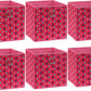 SIMPLE HOUSEWARE 10-Inch Collapsible Fabric Cube Storage Bin with Handles, Printed Design, 6 Pack, Pink