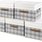 TYEERS Collapsible Storage Bins with Lids, Patchwork Design, Washable, Fabric Storage Boxes, 14.9x9.8x9.8 inches, 5 Pack, Gray