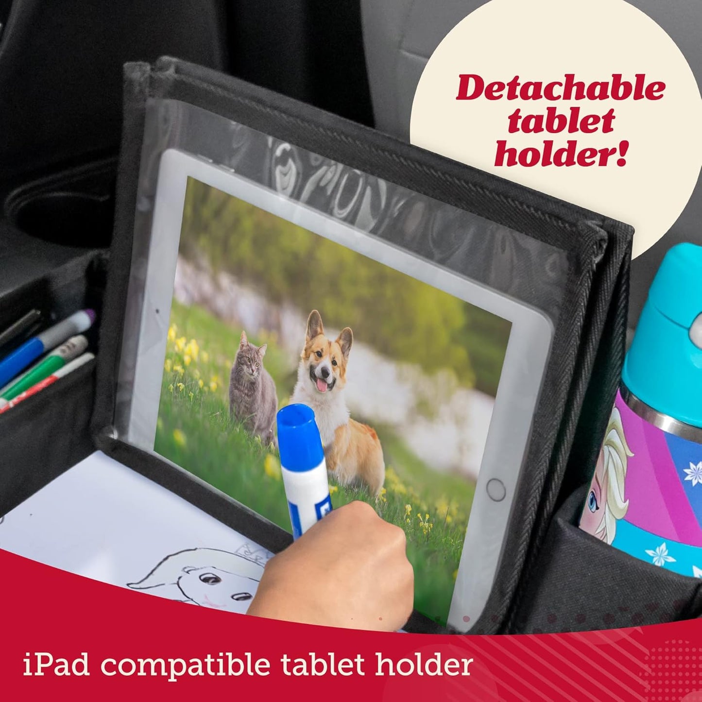 Lusso Gear Pink Unicorn Kids Travel Tray for Toddlers - Car Seat Table Tray and Car Desk for Kids - Airplane and Road Trip Activities