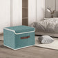 TYEERS Collapsible Storage Boxes, Washable Fabric Storage Bins with Lids, 14.9x9.8x9.8 inches, 3 Pack, Aqua Deep