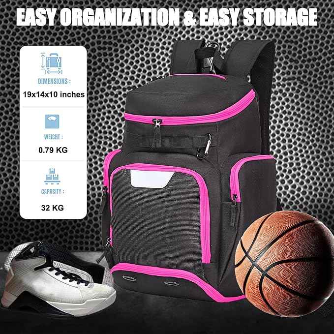 LARIPOP Basketball Backpack Bag with Ball Compartment Ventilated Shoe Compartment for Men Youth Soccer Volleyball Training
