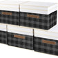 TYEERS Collapsible Storage Bins with Lids, Patchwork Design, Washable, Fabric Storage Boxes, 14.9x9.8x9.8 inches, 5 Pack, Black