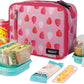 PackIt Freezable Classic Lunch Box, Sweet Strawberry, Built with ECOFREEZE Technology, Collapsible, Reusable, Zip Closure With Zip Front Pocket and Buckle Handle, Designed for Fresh Lunch On the Go