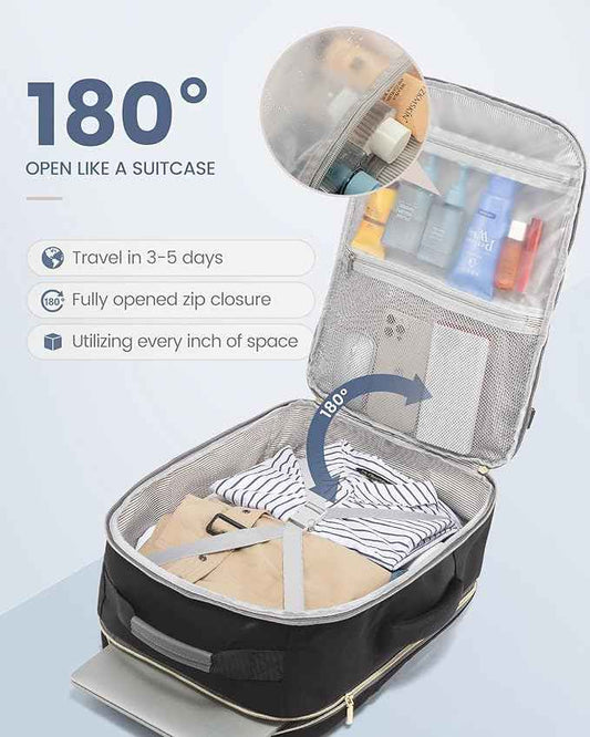 LOVEVOOK Travel Backpack for Women & Men 50L,Airline Approved Carry On Backpack Travel Essentials,TSA Carry on Luggage,Waterproof Personal Item Travel Bag,Suitcase with 3 Packing Cubes,Black-Grey