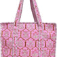 Cotton Quilted Tote Bag for Women – Large Beach & Travel Tote with Zipper, Reusable Grocery Bag