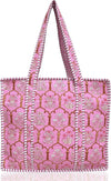 Cotton Quilted Tote Bag for Women – Large Beach & Travel Tote with Zipper, Reusable Grocery Bag