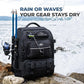 Fishing Backpack with Tackle Boxes and Rod Holders 40L; Plus Rain Cover, Padded Back Support, Insulated Front Pocket for Hot/Cold Lunch, Water Bottle Holder (Tactical Black)