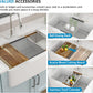 33 White Farm Sink Workstation - Fulorni 33"x21" Apron Front Farmhouse Sink Workstation with Slide Ledge White Ceramic Porcelain Fireclay Single Bowl Farmer Kitchen Sink Basin
