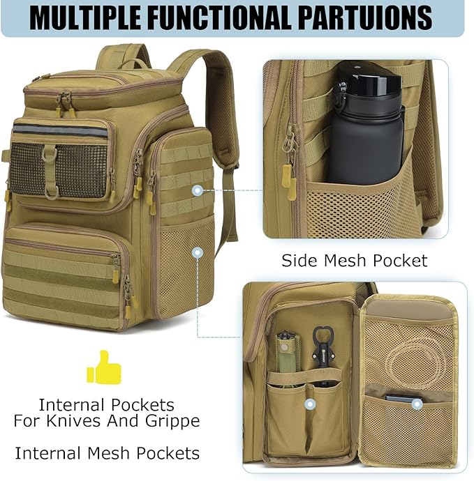 HAMBOLY Fishing Backpack with Rod Holders, 40L Tackle Box Backpack for Fishing Gear, Waterproof Fishing Bag for Men