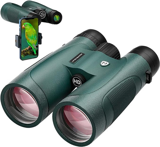 15x52 HD Binoculars for Adults High Powered with Upgraded Phone Adapter - Large View Binoculars with Clear Low Light Vision - Lightweight Waterproof Binocular for Bird Watching Travel Hunting Cruise