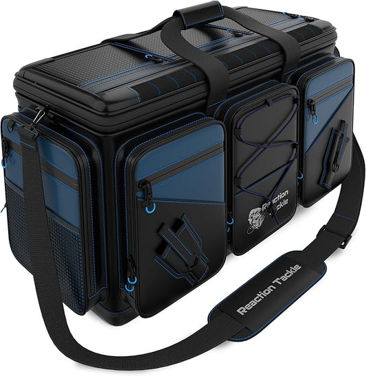 Reaction Tackle Fishing Tackle Bag – Salt Water Resistant Fishing Bag, 1000D PVC Waterproof Material, Tackle Box Organizer with Dividers for 3600 or 3700 Trays (Small, Medium, Backpack only fit 3600)