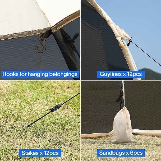 Alvantor Pop Up Screen House Gazebo with Mosquito Netting, Instant UV Resistant Sun Shelter for Patio & Backyard, Portable Canopy Tent for 2-10 Person