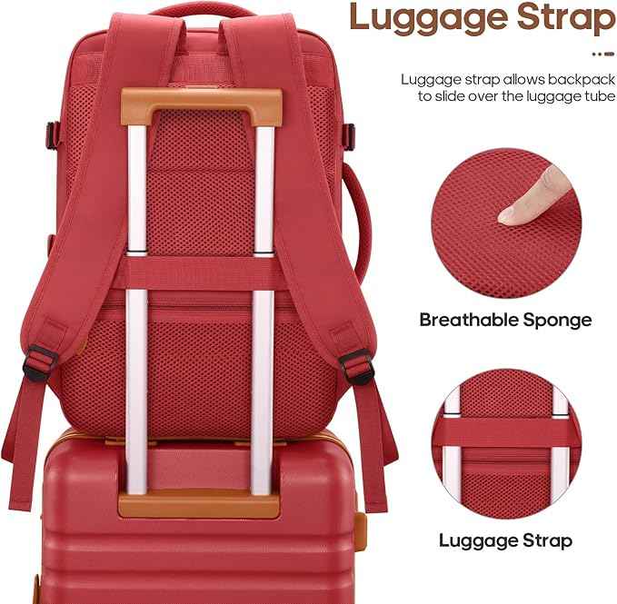 UKEIN Luggage Sets 3 Piece, PC Hardside Large Luggage 24 Inch With Spinner Wheels with TSA Lock, Carry On Suitcase Set With Travel Backpack for Men (Red, 3 piece set (24inch))
