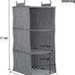 Household Essentials 3 Shelf Hanging Closet Organizer, Hanging Shelf with Hooks, Poly Linen and PEVA Shelving