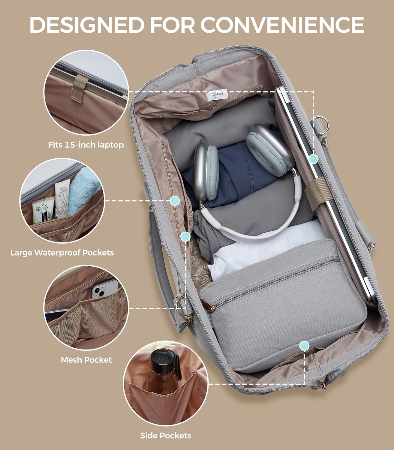 Weekender Bags for Women, Large Travel Duffel Bag with Shoes Compartment, Carry On Overnight Tote Bags with Toiletry Bags, Hospital Bags for Labor and Delivery - Roamly