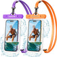 UNBREAKcable Waterproof Phone Pouch-2 Pack IPX8 Waterproof Phone Case for iPhone 16 15 14 13 12 Pro Max & Samsung S25 S24-Dry Bag & Travel Essentials for Beach, Pool, Kayak & Cruise-7" Orange + Purple