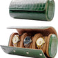 MR.OKAY 3 Watch Travel Case-Classic Leather Watch Case With Superb Texture. (Portable Watch Roll Or Organizer For Storage And Display).Festival Gift For Men, All Handcrafted By Artisans.
