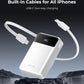 Portable-Charger-Power-Bank Travel Essentials Battery Pack USB C 30000mAh Built in Cable 22.5W Phone Fast Charging Powerbank Compatible with iPhone 16 15 14 13 12 11 iPad Samsung Google (White)