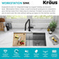 KRAUS Kore 33-Inch Undermount Workstation 16 Gauge Double Bowl Stainless Steel Kitchen Sink with Accessories, KWU112-33