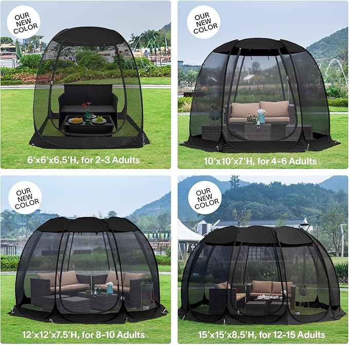 Alvantor Pop Up Screen House Gazebo with Mosquito Netting, Instant UV Resistant Sun Shelter for Patio & Backyard, Portable Canopy Tent for 2-10 Person