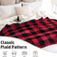 PU MEI Sherpa Fleece Throw Blanket 80" x 90" Reversible Plush Fluffy Large Big Blanket Lattice Flannel Blankets for All Season Use, Red and Black