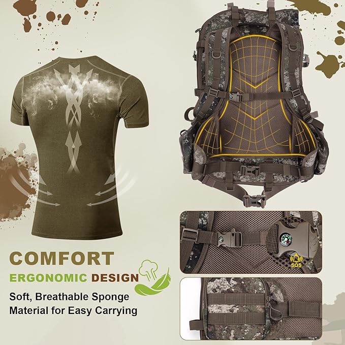 Hunting Backpacks for Men,Saddle Hunting Bag with Bow Holder, Large Compound Bow Hunting Backpack & Duffle Bags