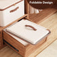 Tuza 3 Pcs Rigid Storage Bins with Zipper Lid, Cotton Linen Fabric Storage Boxes, Foldable Shelves Clothes Storage Cubes with Handles for Wardrobe, Closet(Beige, 56L)
