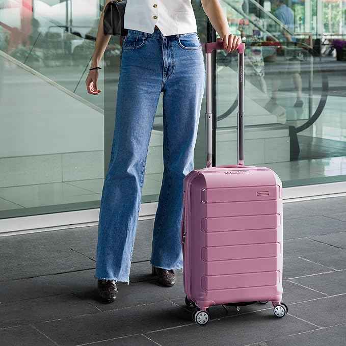 Traveler's Choice Pagosa Hardshell Expandable Luggage with Spinner Wheels, Mauve, 26-Inch Medium